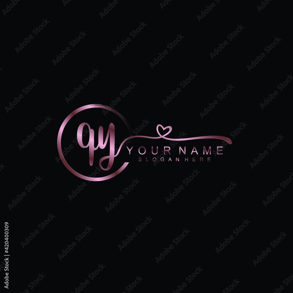 QY beautiful Initial handwriting logo template
