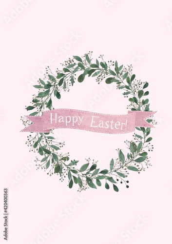Canvas Print happy easter wreath card