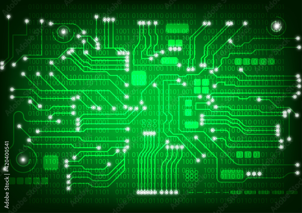 Technology line circuit mainboard computer with binary numeral system background vector illustration Technology line circuit mainboard computer with binary numeral system background vector illustration