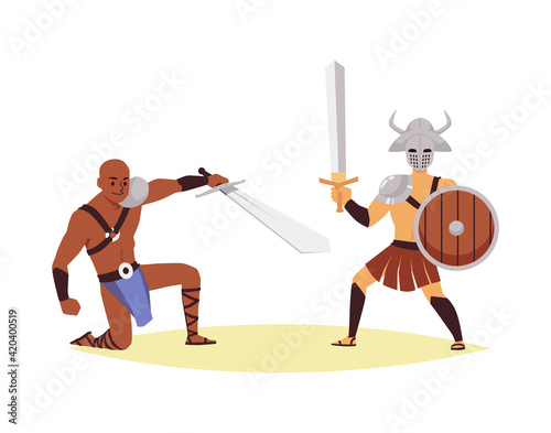 Fight of gladiators or legionary of roman empire a vector illustration