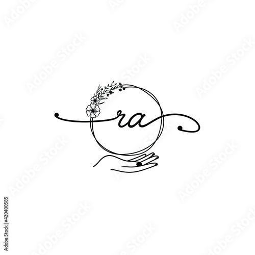 RA beautiful Initial handwriting logo template