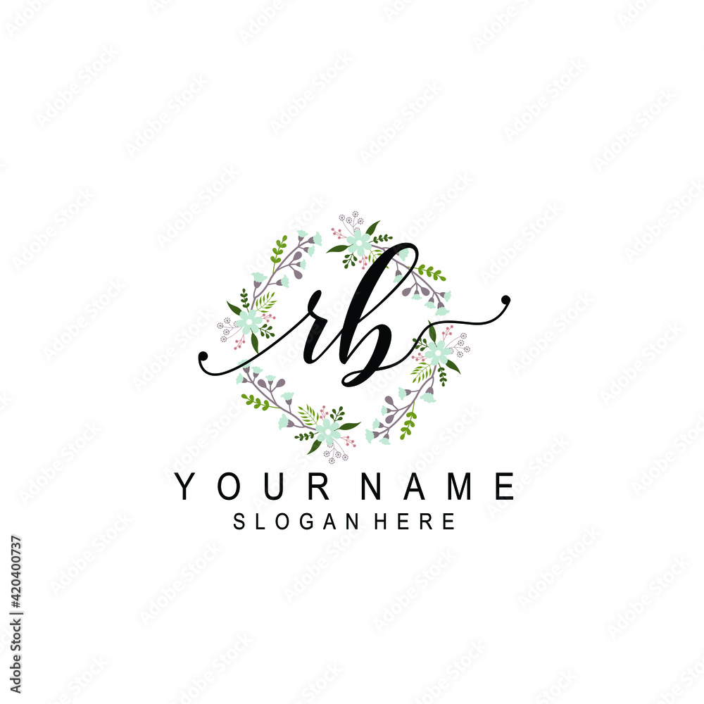 RB beautiful Initial handwriting logo template RB beautiful Initial handwriting logo template