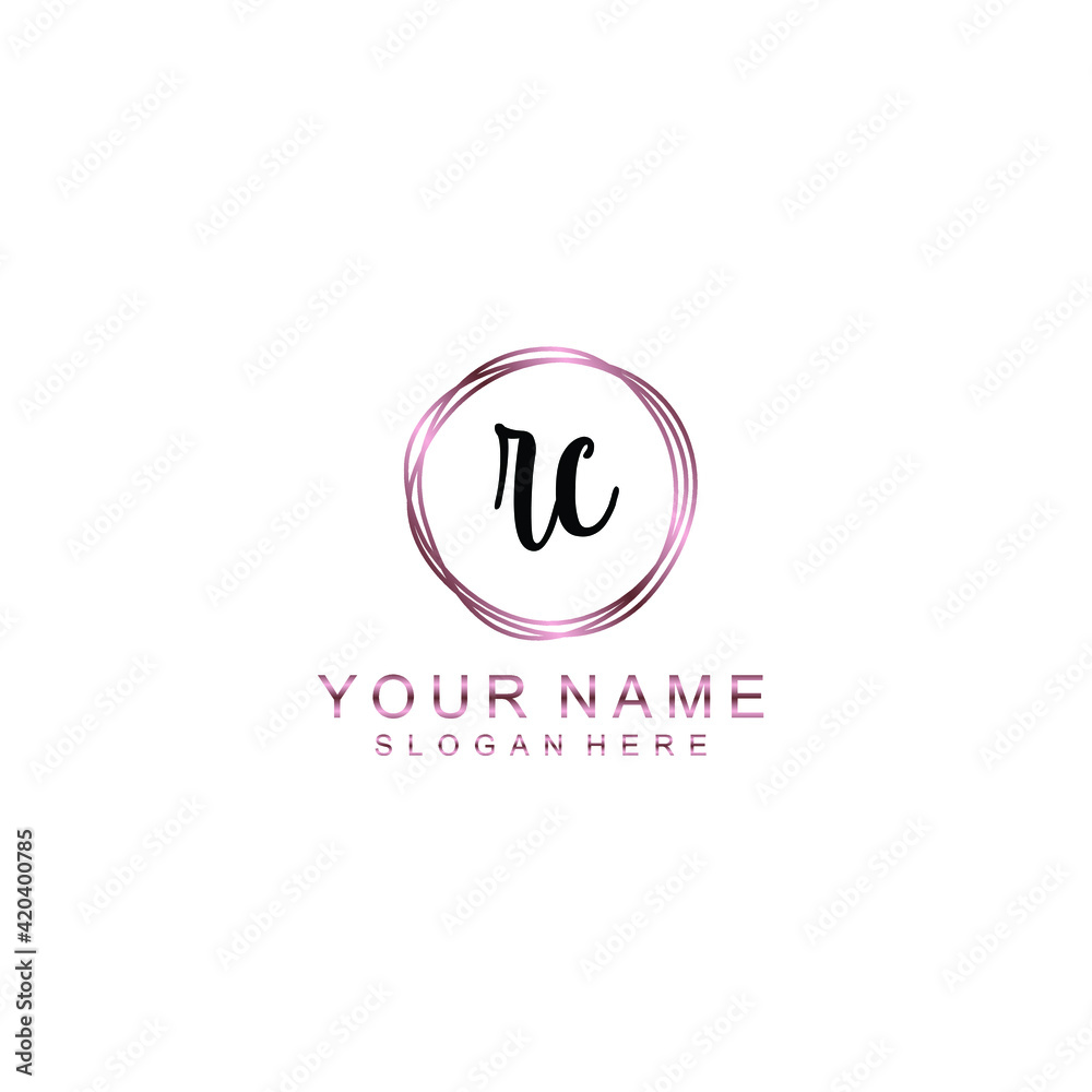 RC beautiful Initial handwriting logo template RC beautiful Initial handwriting logo template