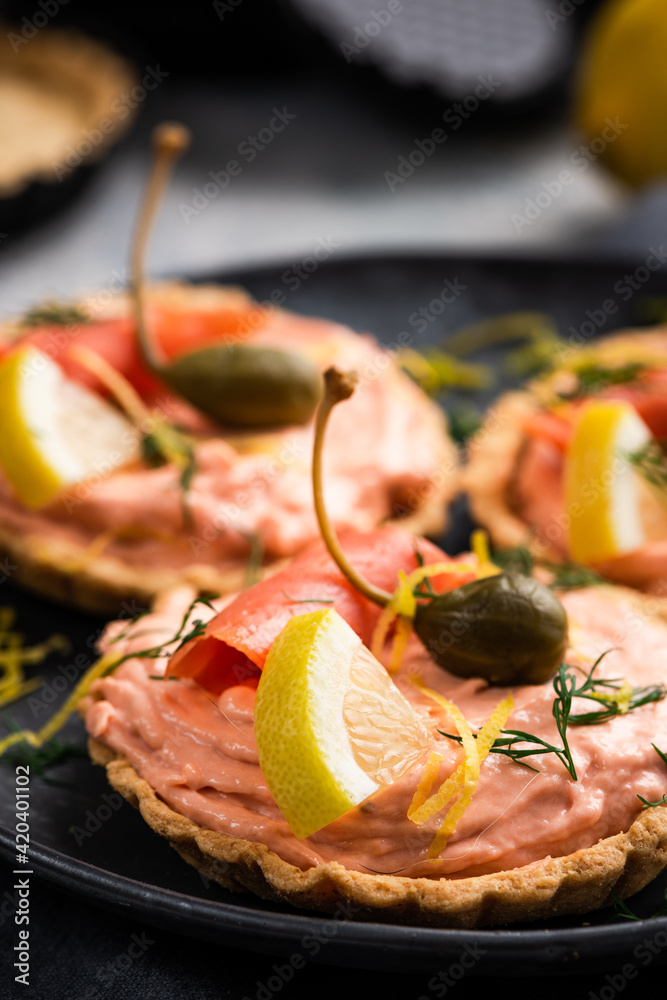 Homemade Salmon Tartlets with Lemon and Capers Homemade Salmon Tartlets with Lemon and Capers