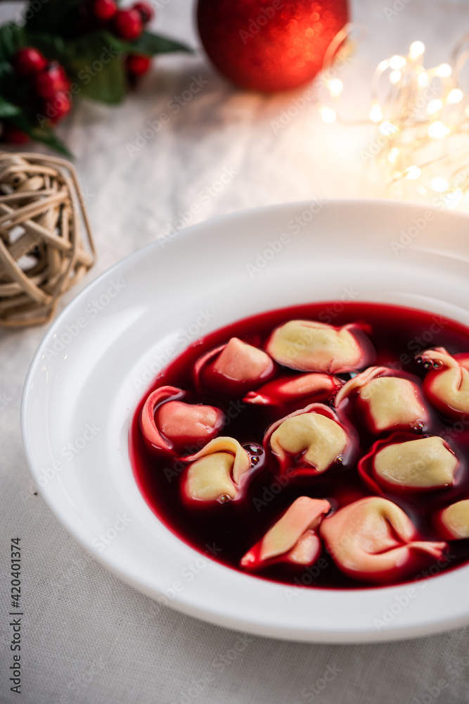 Christmas Traditional Borscht with Dumplings Christmas Traditional Borscht with Dumplings