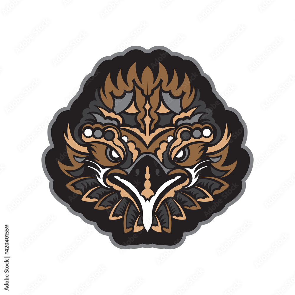 Boho style pattern Eagle face. Good covers, fabrics, postcards and printing. Vector illustration.