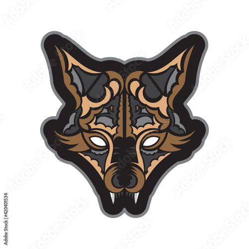 Fox face boho style pattern. Good covers, fabrics, postcards and printing. Vector illustration.