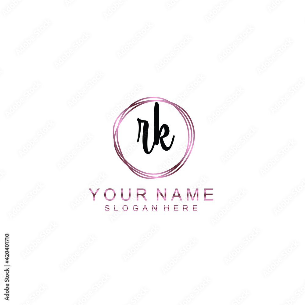 RK beautiful Initial handwriting logo template RK beautiful Initial handwriting logo template