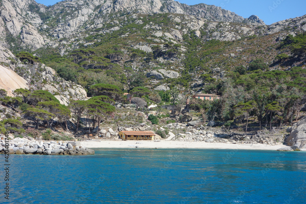 Cala Maestra beach at Isle of Montecristo in Portoferraio Stock Photo