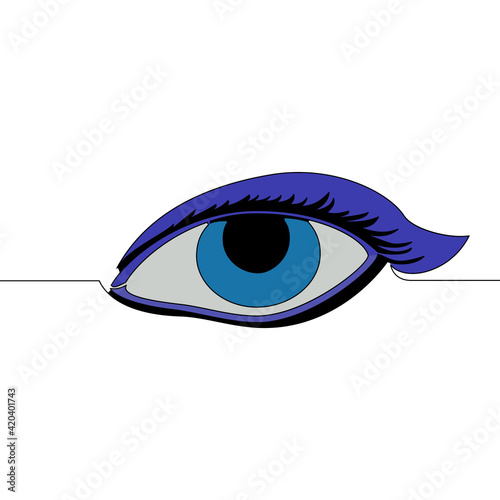 Flat continuous line art female eye concept