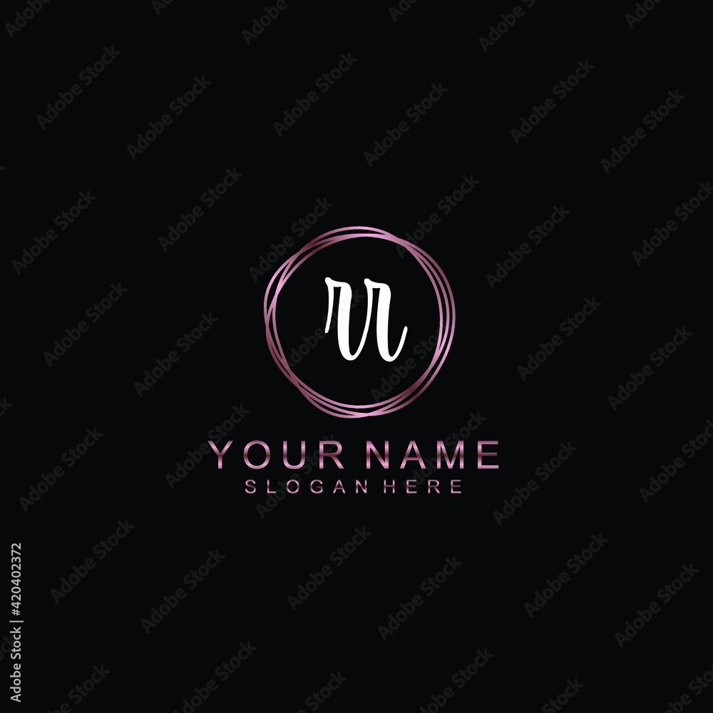 RR beautiful Initial handwriting logo template