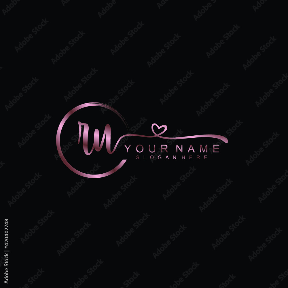 RU beautiful Initial handwriting logo template RU beautiful Initial handwriting logo template