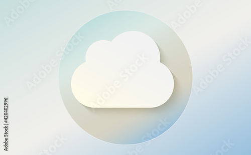 Weather icon of white cloud. Cartoon colorfull art vector illustration. Sticky symbol of forecast. Meteorological infographics sign. Web icon vector design. EPS10.