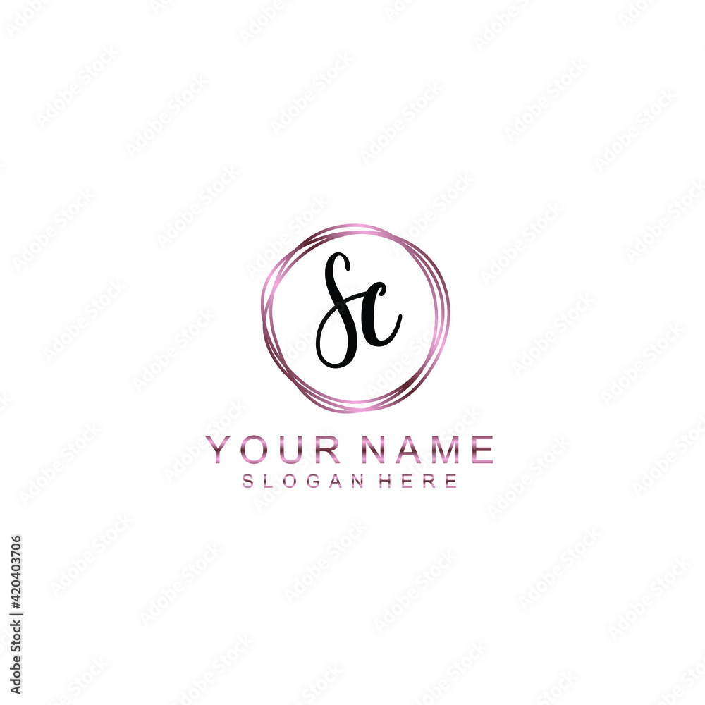 SC beautiful Initial handwriting logo template SC beautiful Initial handwriting logo template