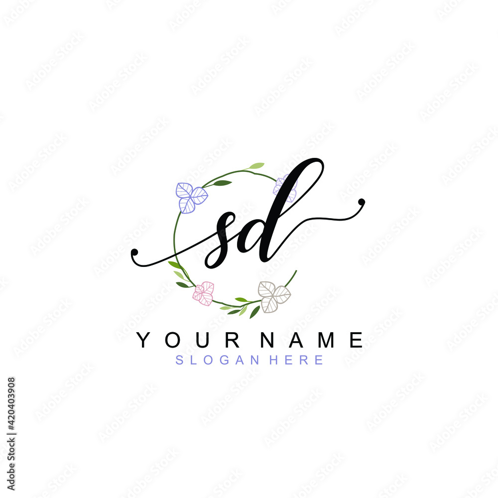 SD beautiful Initial handwriting logo template SD beautiful Initial handwriting logo template