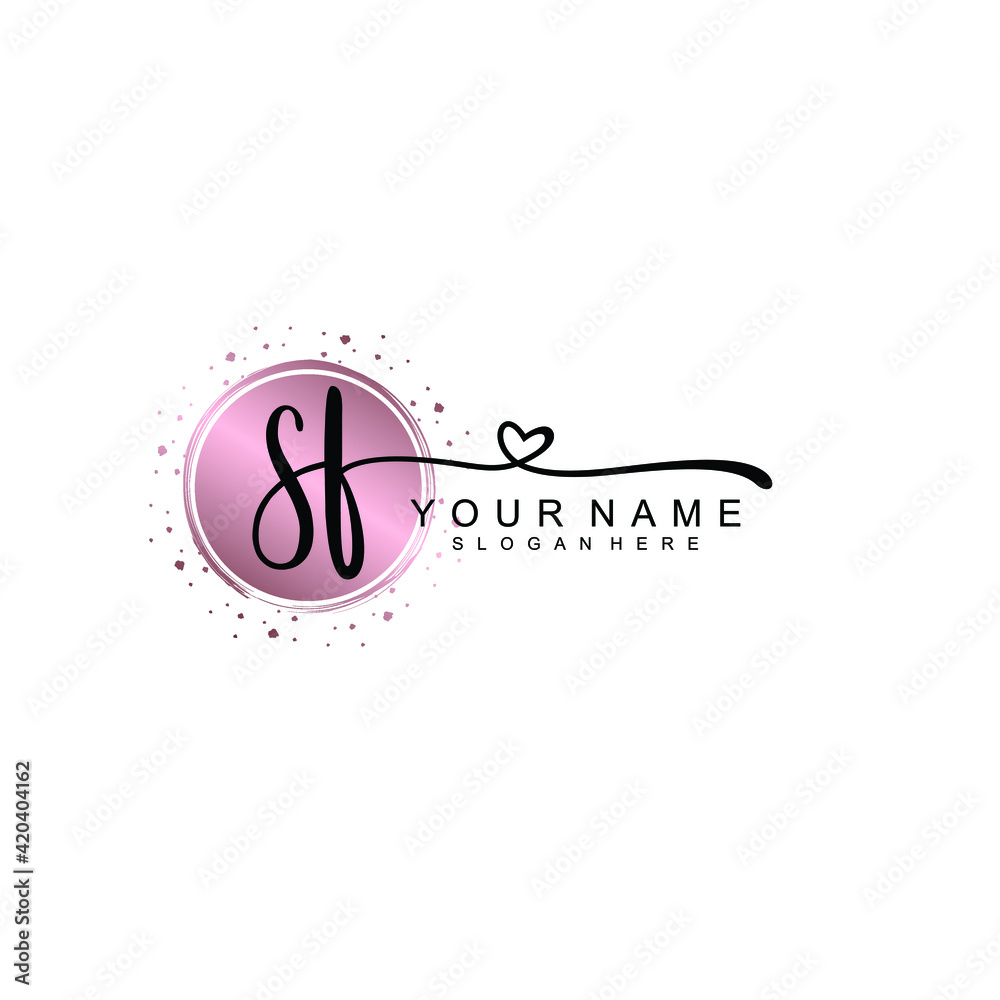 SF beautiful Initial handwriting logo template SF beautiful Initial handwriting logo template