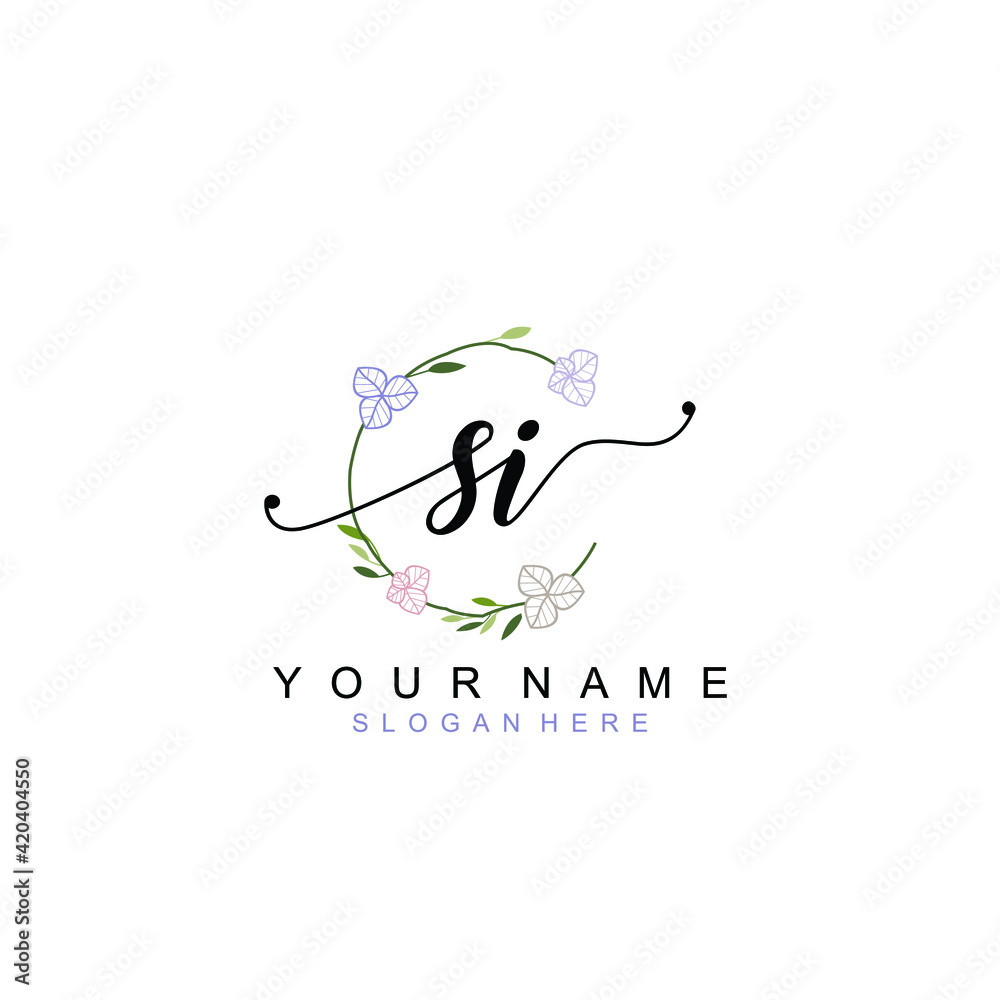 SI beautiful Initial handwriting logo template SI beautiful Initial handwriting logo template