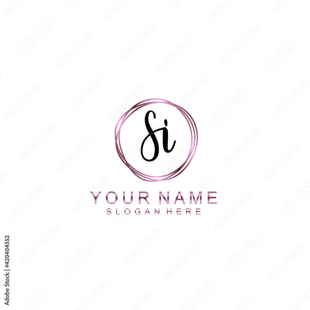 SI beautiful Initial handwriting logo template