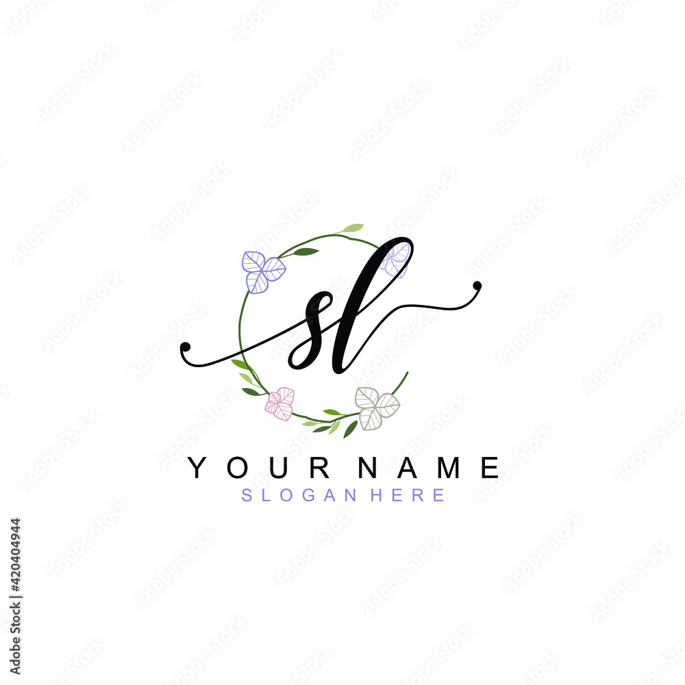 SL beautiful Initial handwriting logo template SL beautiful Initial handwriting logo template
