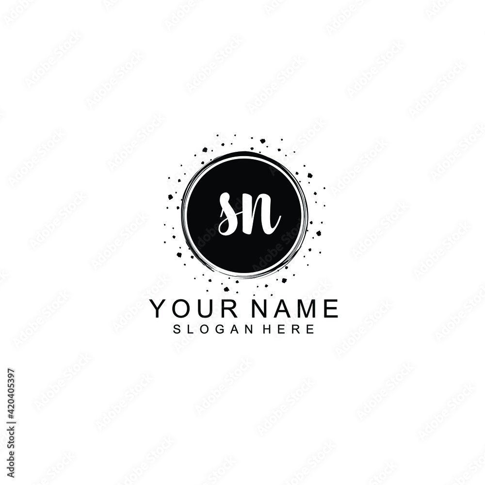 SN beautiful Initial handwriting logo template