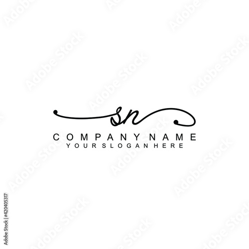 SN beautiful Initial handwriting logo template