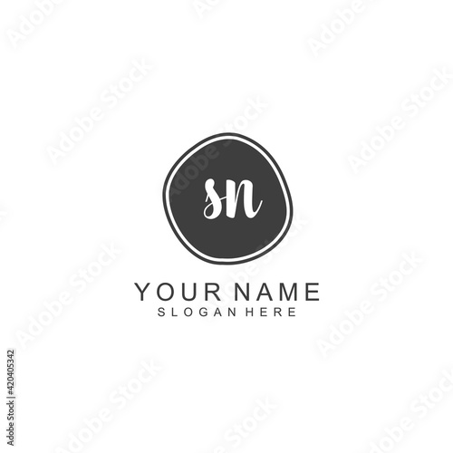 SN beautiful Initial handwriting logo template