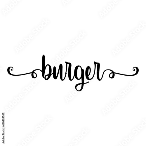 Banner con texto manuscrito burger escrito a mano con lineas en color negro