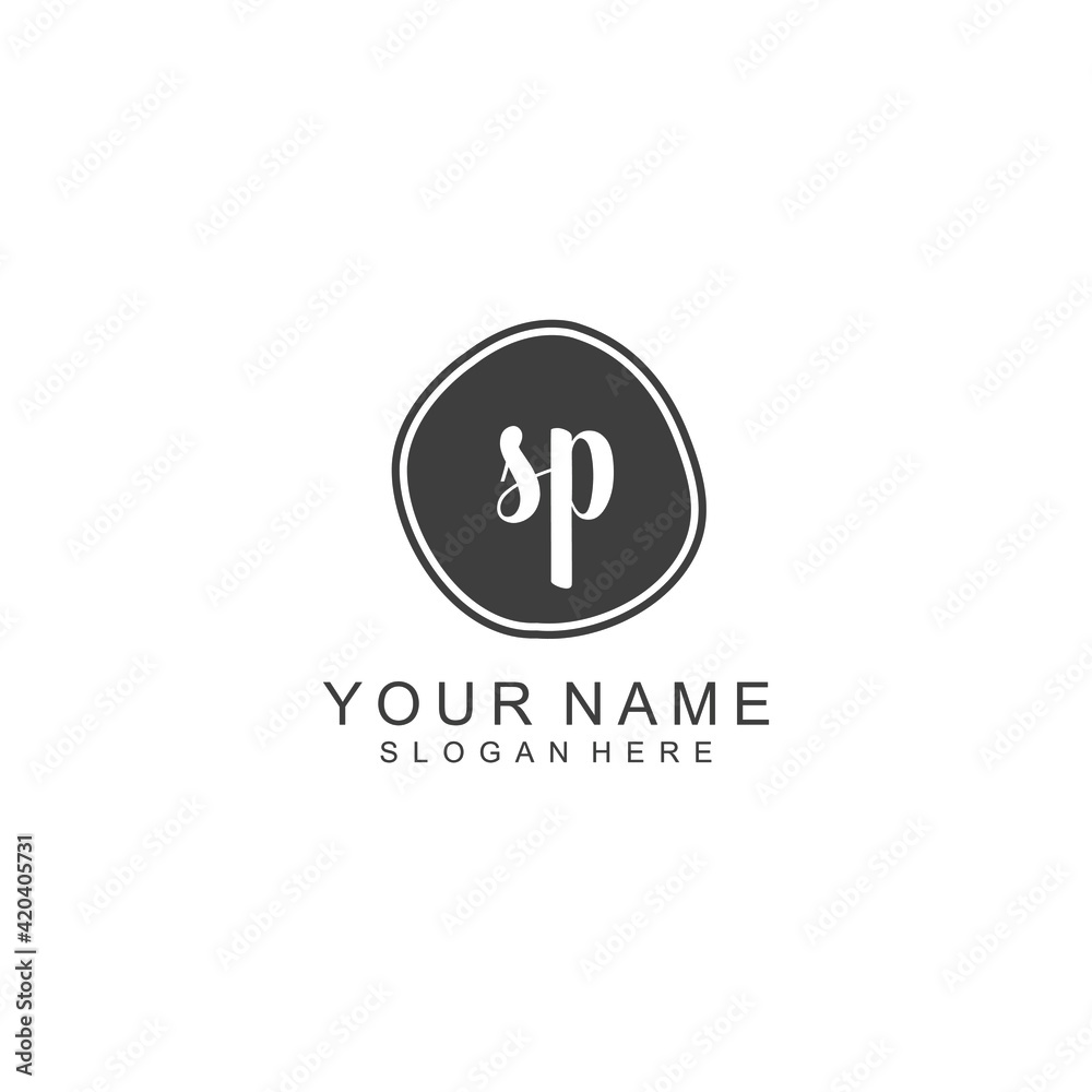 SP beautiful Initial handwriting logo template SP beautiful Initial handwriting logo template