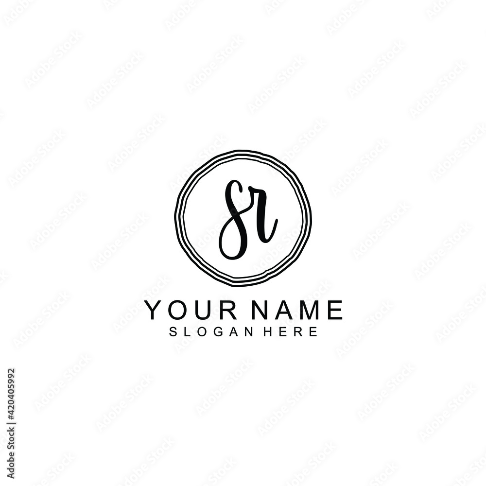 SR beautiful Initial handwriting logo template SR beautiful Initial handwriting logo template