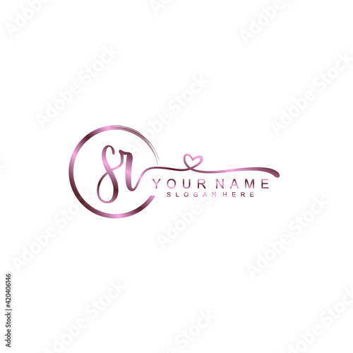 SR beautiful Initial handwriting logo template