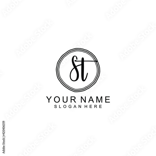 ST beautiful Initial handwriting logo template