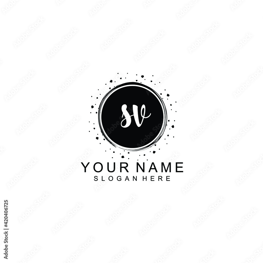 SV beautiful Initial handwriting logo template