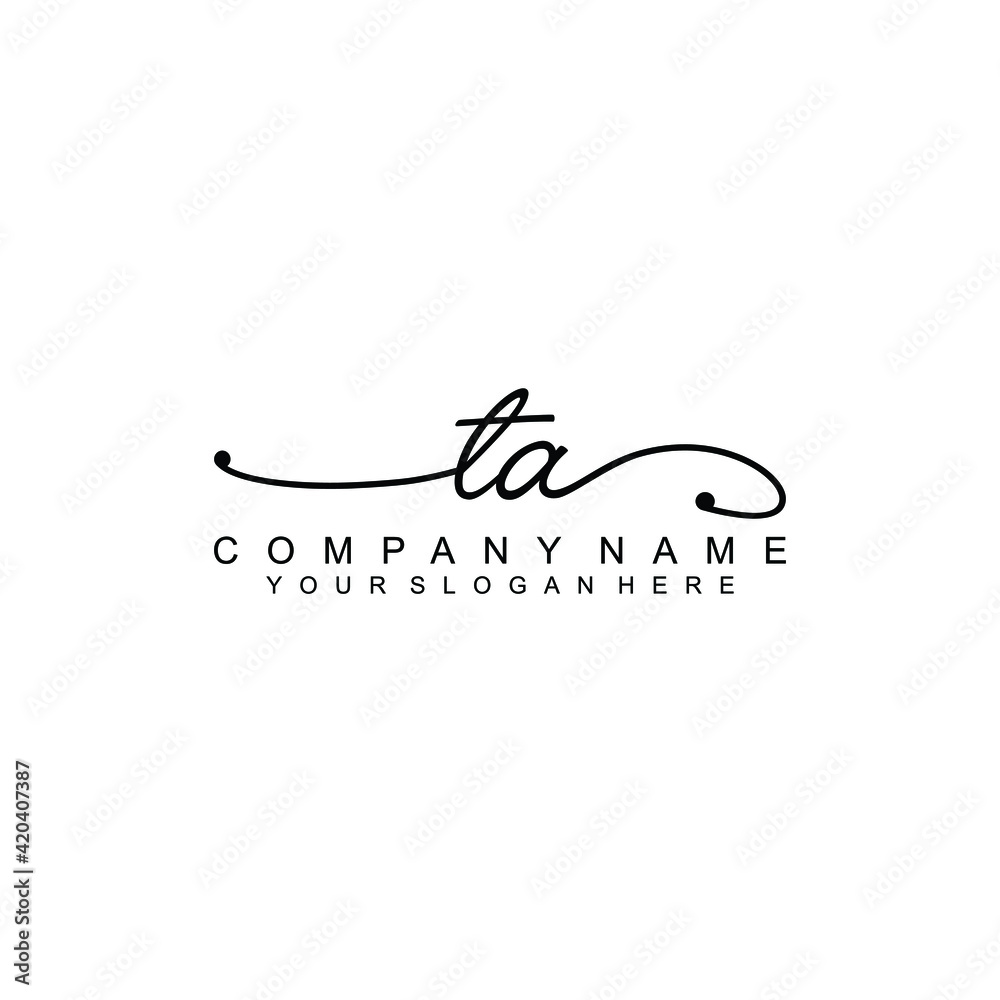TA beautiful Initial handwriting logo template