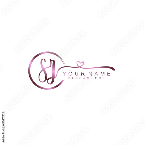 SZ beautiful Initial handwriting logo template