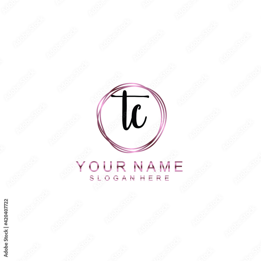 TC beautiful Initial handwriting logo template