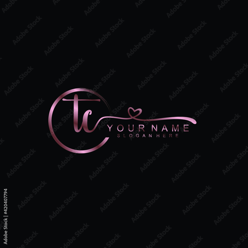 TC beautiful Initial handwriting logo template TC beautiful Initial handwriting logo template