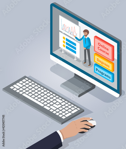 Online education, training, e-learning concept. Website for education and business courses
