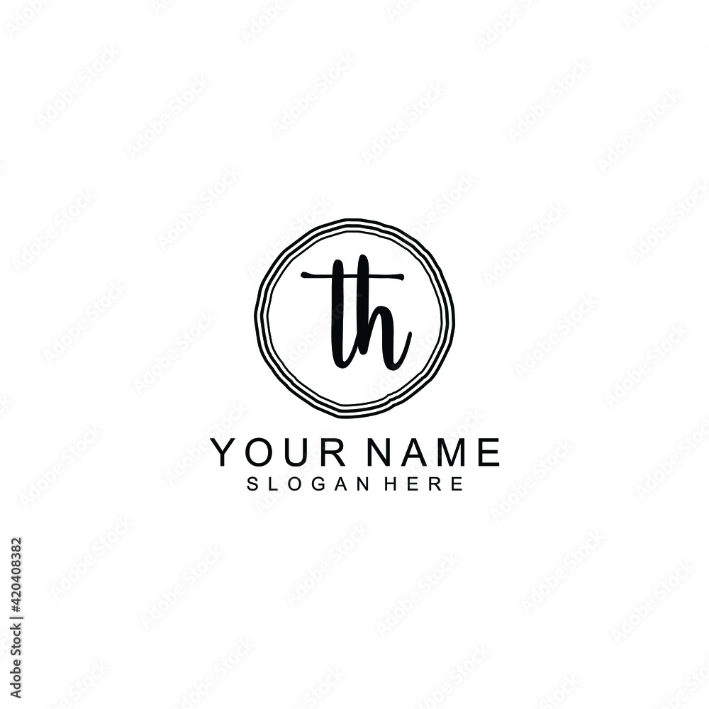 TH beautiful Initial handwriting logo template