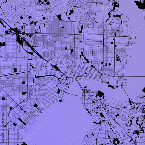 Jacksonville, Florida, United States (USA) - Urban vector city map with parks, rail and roads, highways, minimalist town plan design poster, city center, downtown, transit network, street blueprint