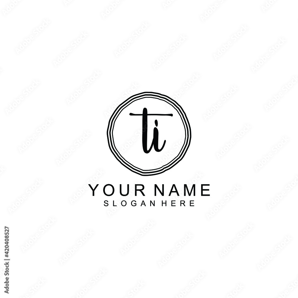 TI beautiful Initial handwriting logo template TI beautiful Initial handwriting logo template
