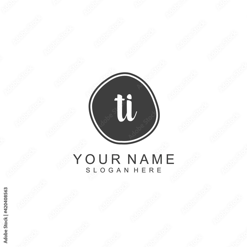 TI beautiful Initial handwriting logo template TI beautiful Initial handwriting logo template