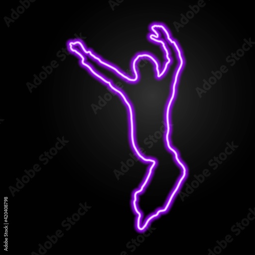 Human silhouette neon sign, modern glowing banner design, colorful trend of modern design on black background. Vector illustration.