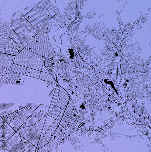 La Paz, Bolivia (BOL) - Urban vector city map with parks, rail and roads, highways, minimalist town plan design poster, city center, downtown, transit network, street blueprint