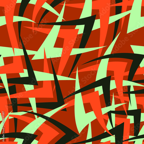 Abstract seamless pattern with curved geometry elements © Yaninjart