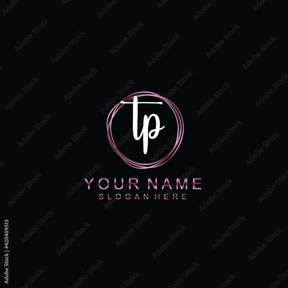 TP beautiful Initial handwriting logo template TP beautiful Initial handwriting logo template