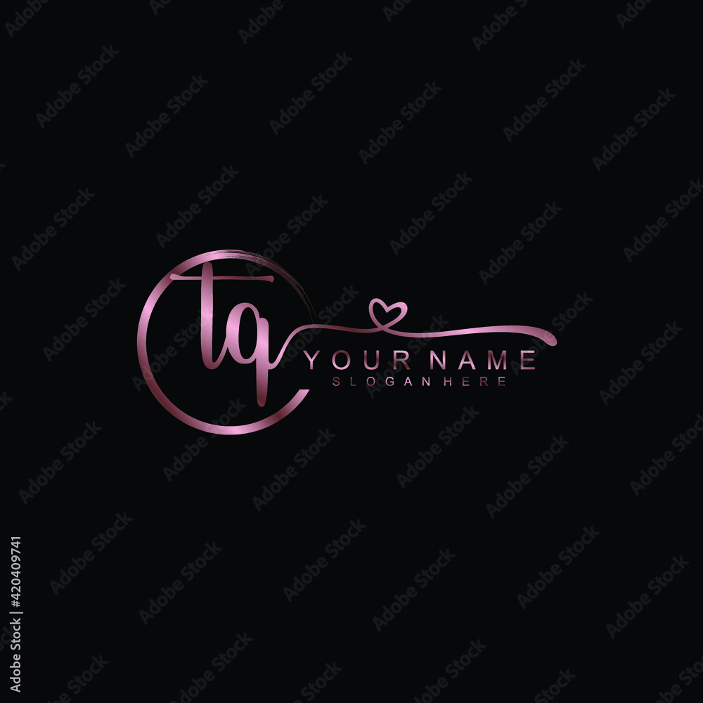 TQ beautiful Initial handwriting logo template