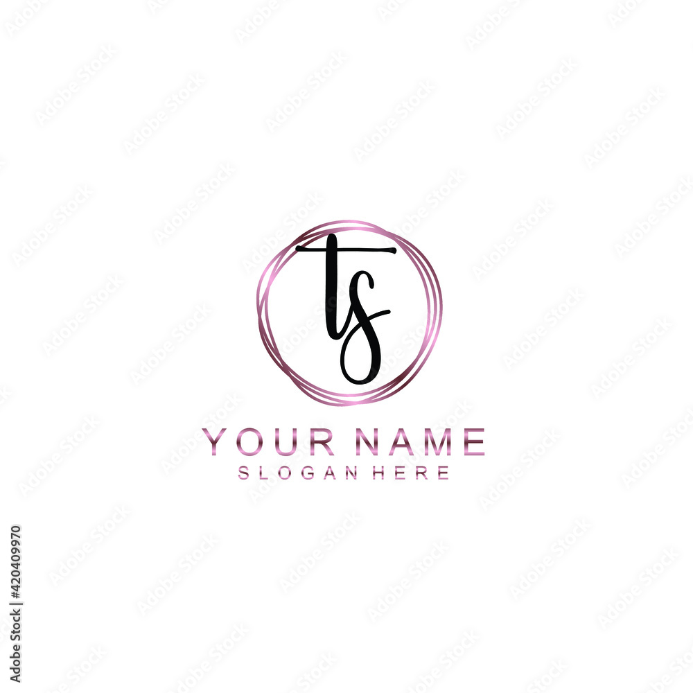 TS beautiful Initial handwriting logo template TS beautiful Initial handwriting logo template