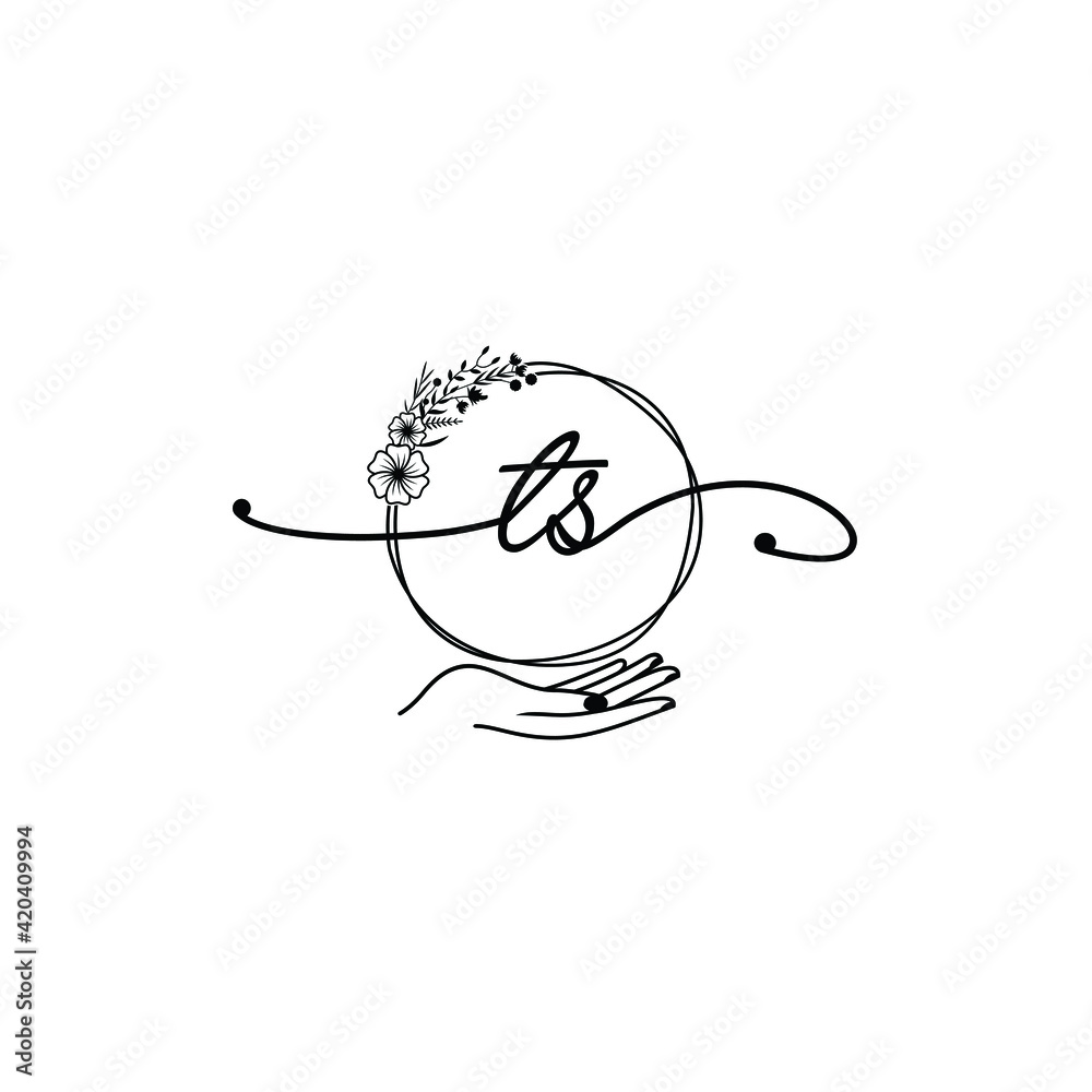 TS beautiful Initial handwriting logo template TS beautiful Initial handwriting logo template