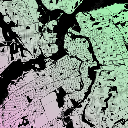 Ottawa, Ontario, Canada (CAN) - Urban vector city map with parks, rail and roads, highways, minimalist town plan design poster, city center, downtown, transit network, street blueprint