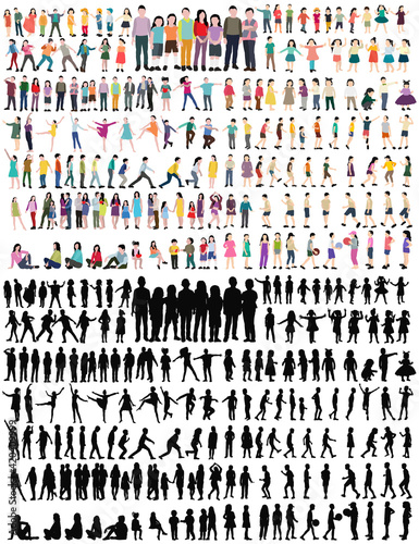 vector, isolated, black silhouette kids set © zolotons